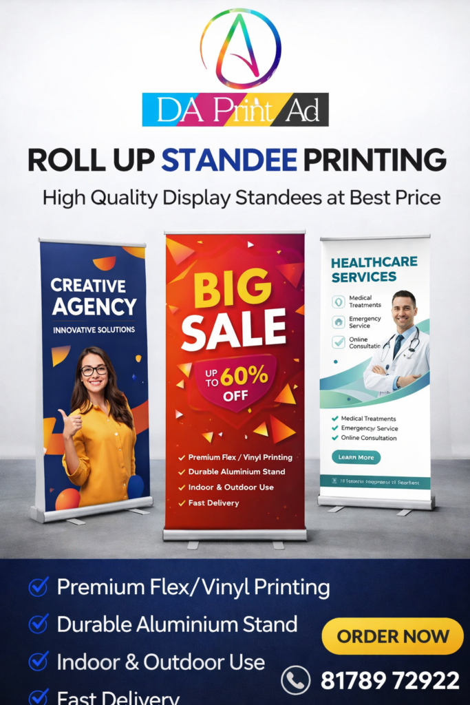 Roll up standee printing in Noida by DA Print Ad