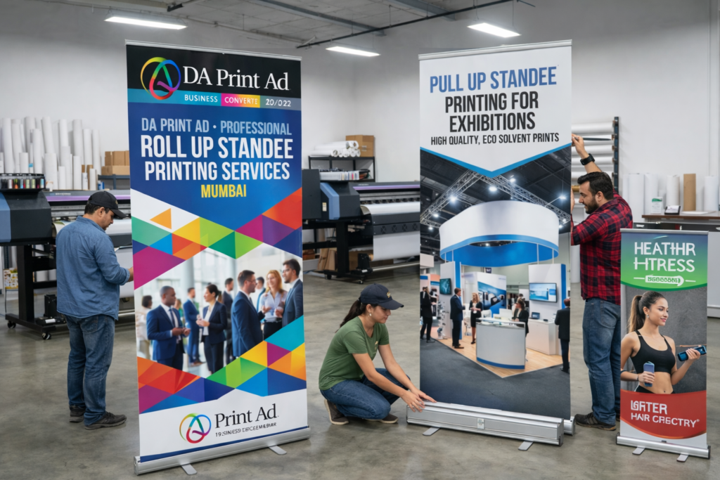 Roll up standee printing in Noida Delhi NCR for exhibitions, events and promotions