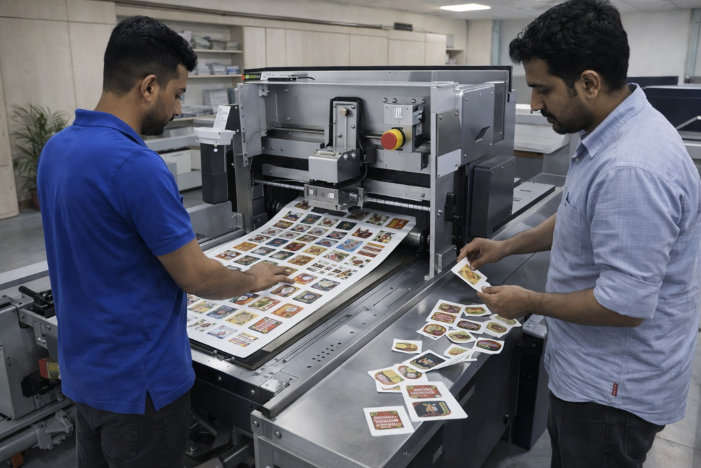 Sticker and label printing with die cutting machine in Noida Delhi NCR