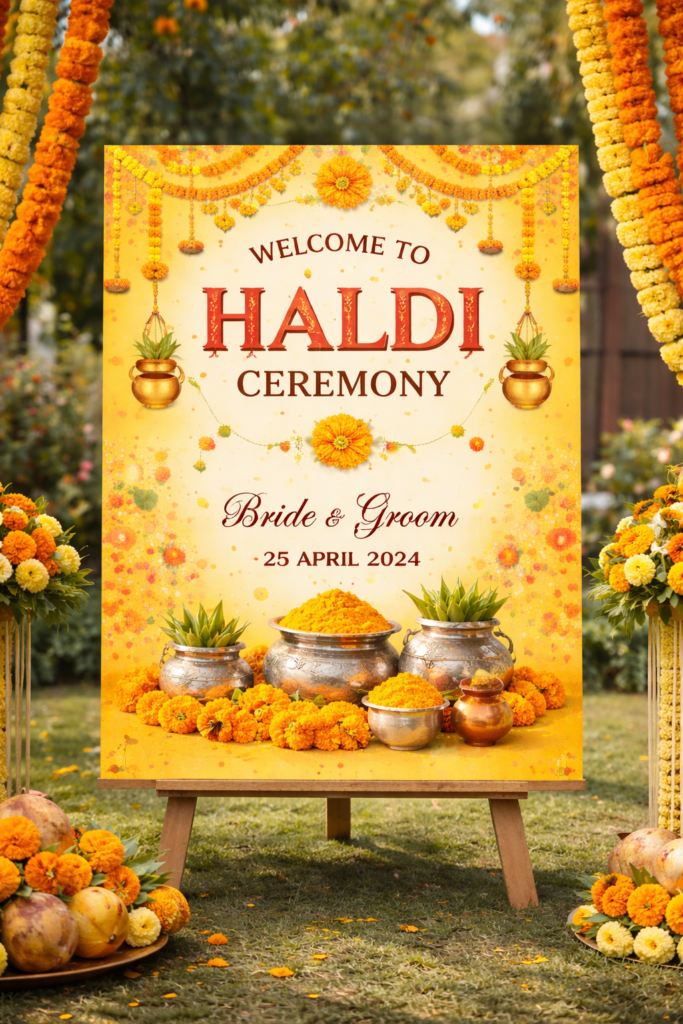 Mehndi welcome board printing near me for wedding, birthday and event decoration