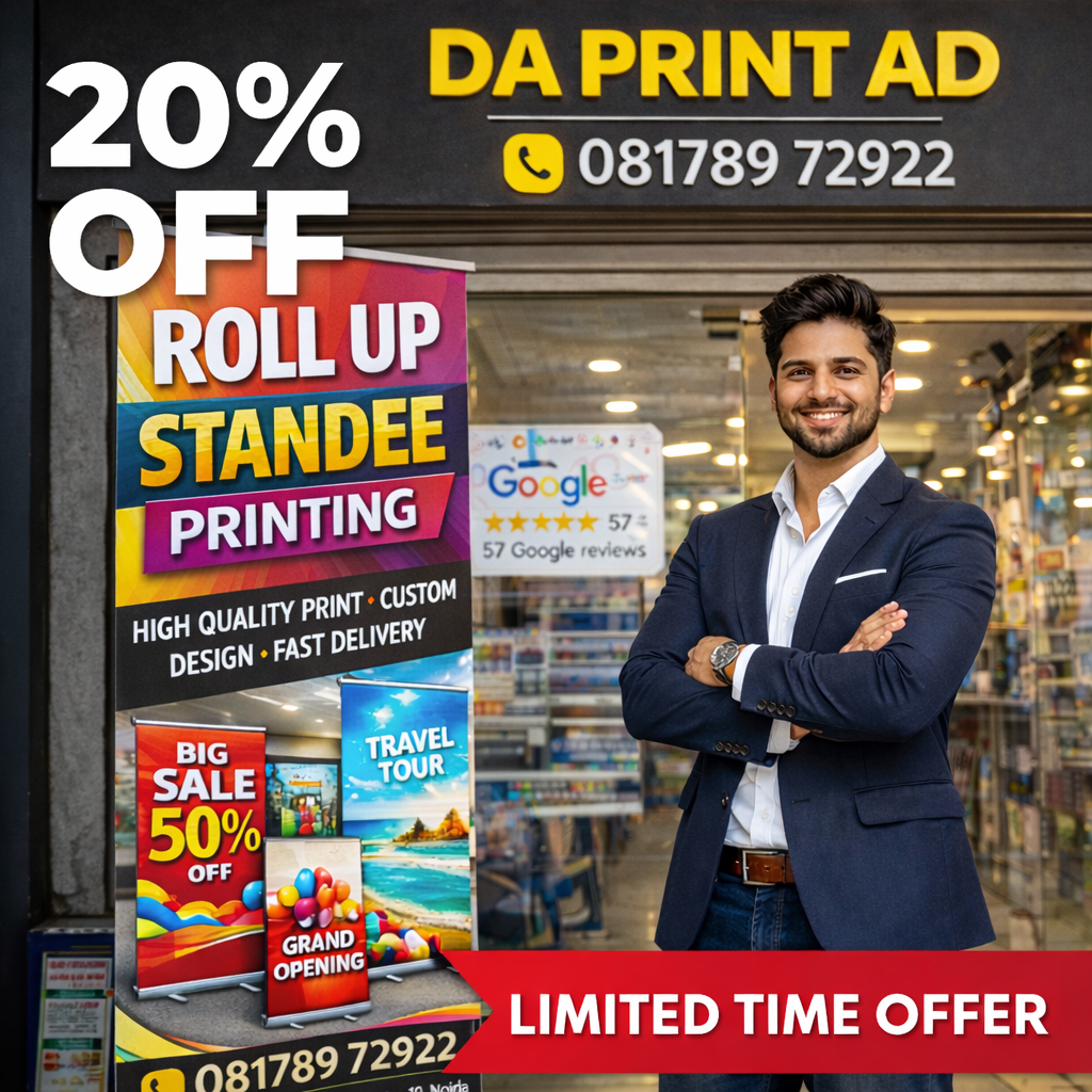 Roll Up Standee Printing in Noida for Advertising and Promotions – DA Print AD