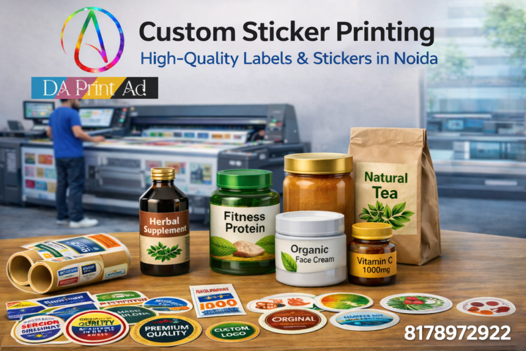 Custom Sticker Printing in Noida for Product Labels, Packaging Stickers and Branding – DA Print AD